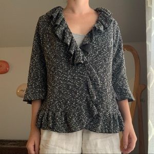 Neutral Flowy Marisa Christina Ruffle Jacket